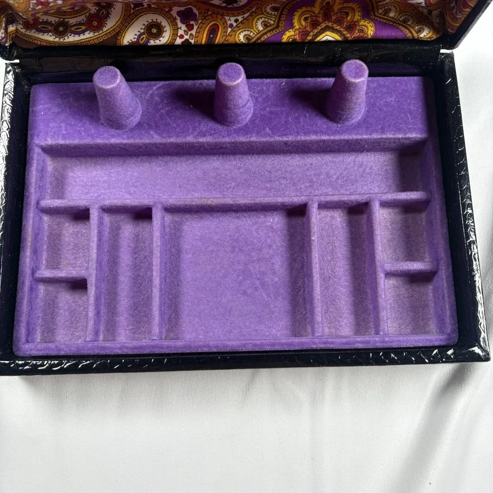 Buxton Black Velvet Jewelry Box Organizer Ring Holder Rectangle Case